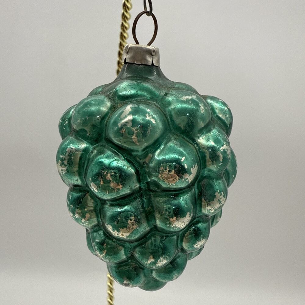 West Germany Green BUMPY GRAPE CLUSTERS Christmas ornament vintage 3"